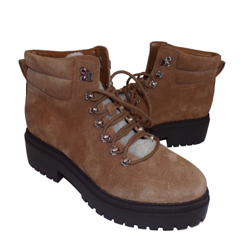 Marc Fisher Nairy Light Brown Suede Lace Up Hiking‎ Boots 9 M NEW